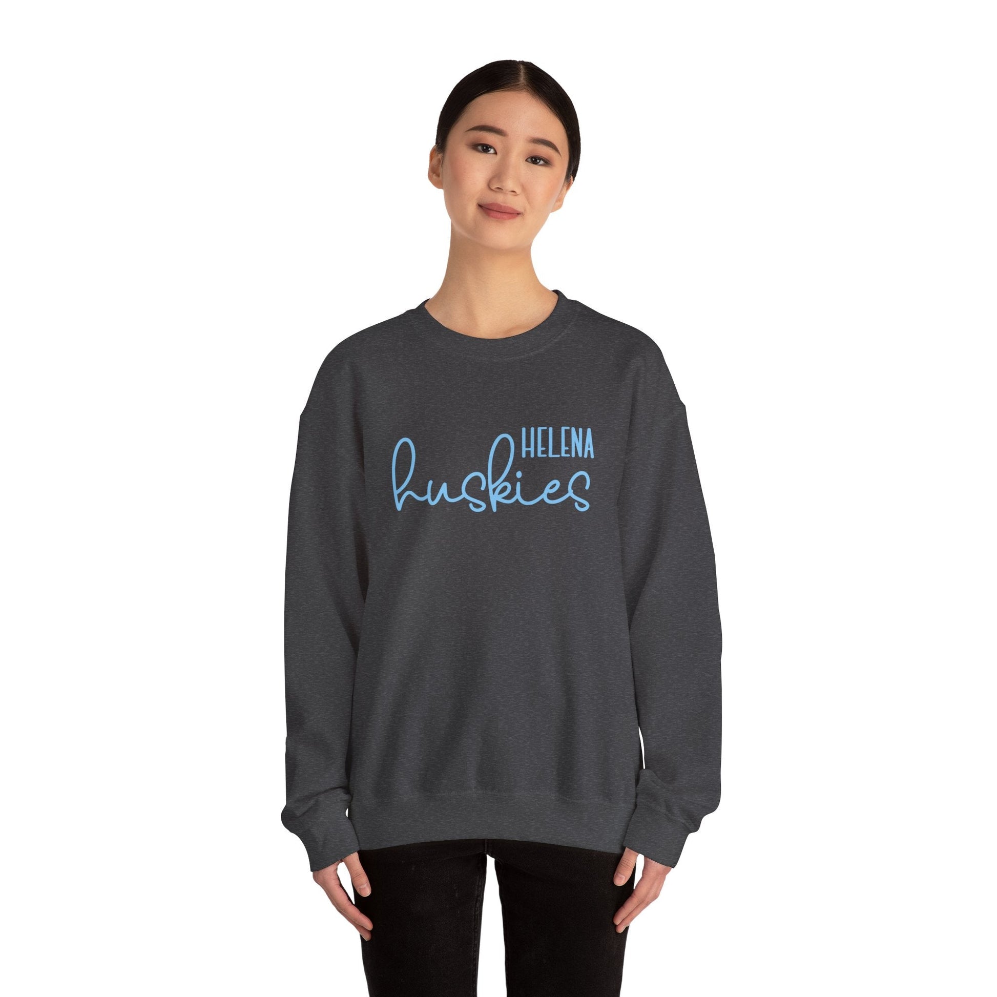 Helena Huskies cursive Heavy Blend™ Crewneck Sweatshirt - joyful