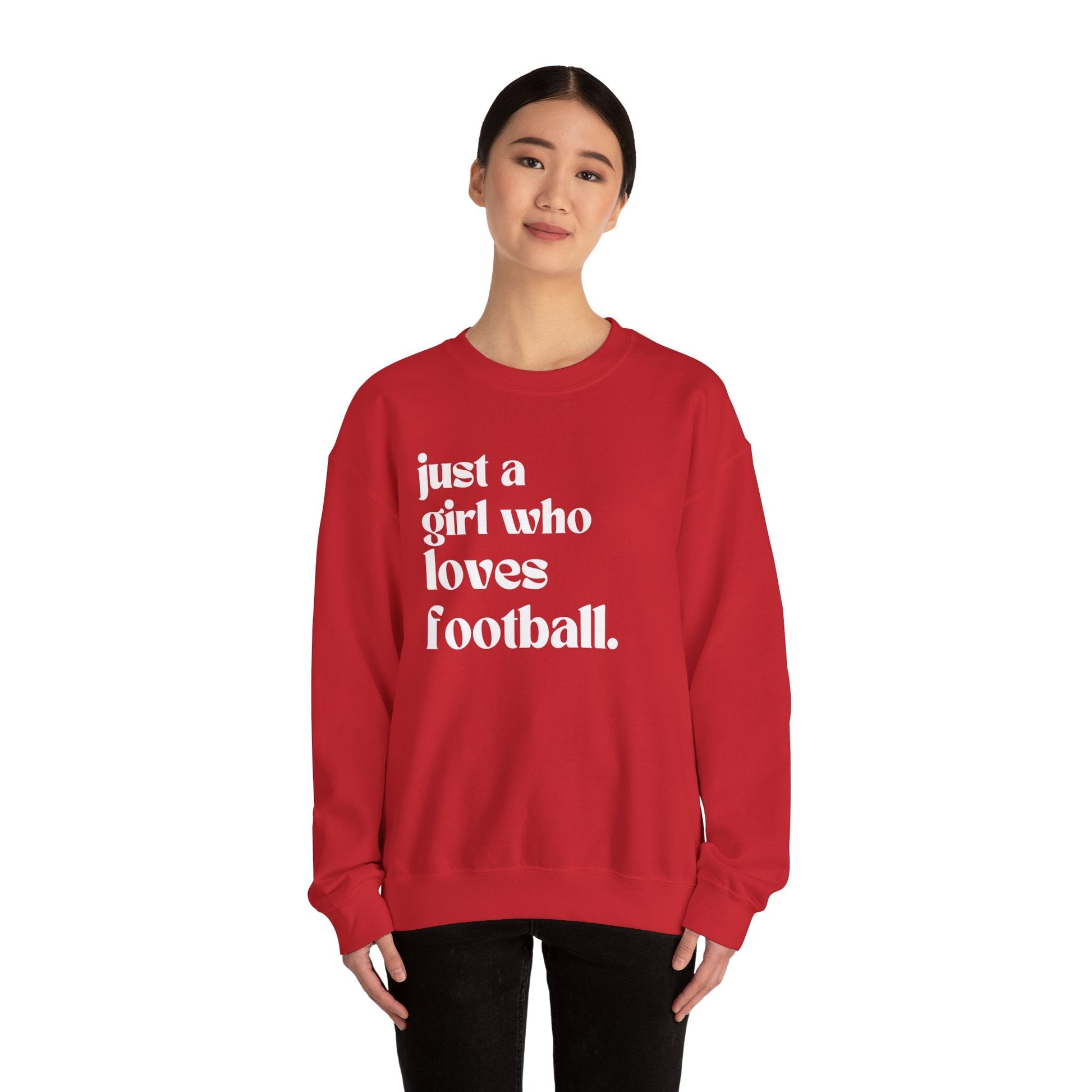 Just a Girl Who Loves Football Crewneck Sweatshirt - joyful