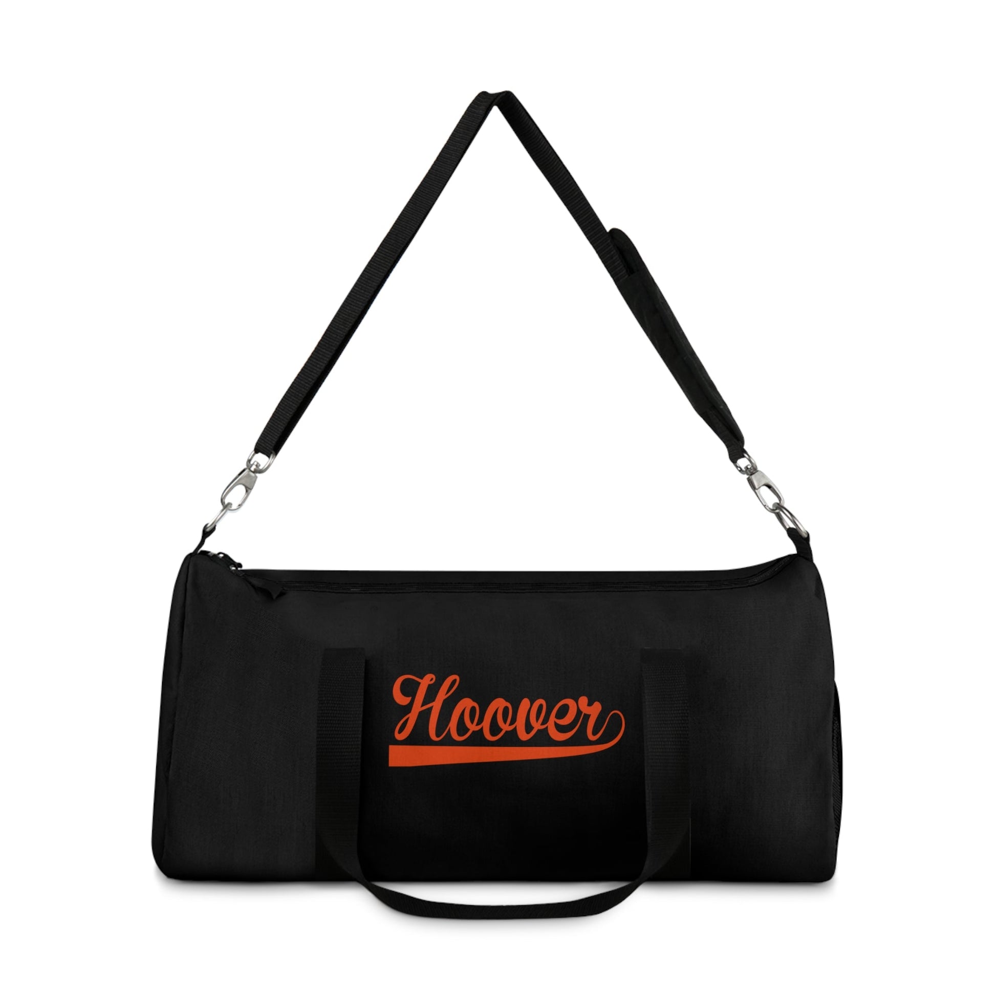 Hoover Cursive - Black Duffel Bag - joyful