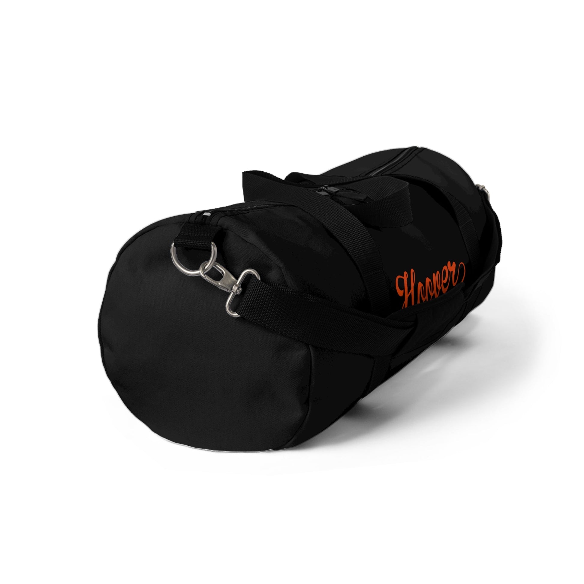 Hoover Cursive - Black Duffel Bag - joyful