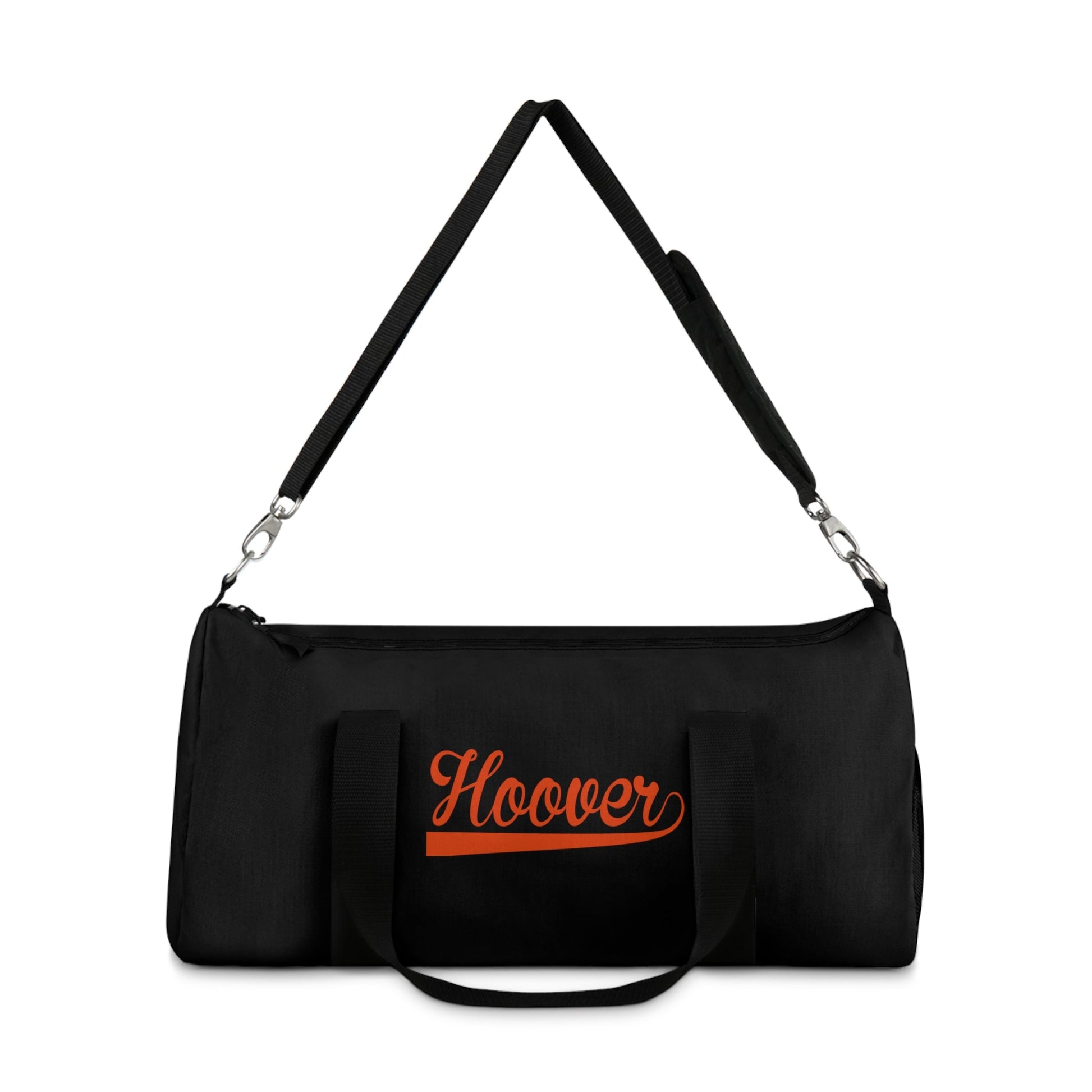 Hoover Cursive - Black Duffel Bag - joyful