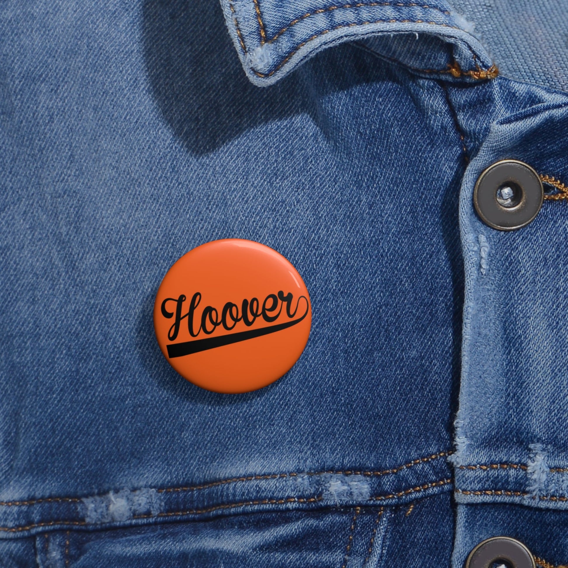 Hoover Cursive - Custom Pin Buttons - joyful