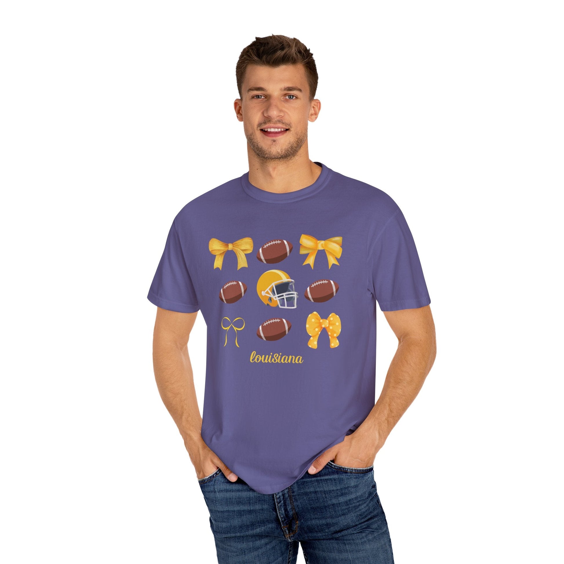 Louisiana - Balls & Bows Comfort Colors T-shirt - joyful